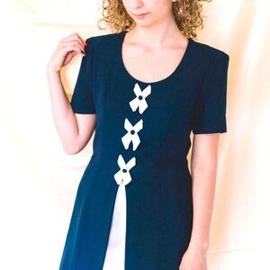 60s Vintage Pleated Bow Dress